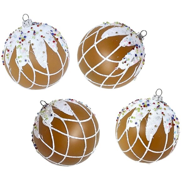Frosted Gingerbread with Sprinkles Ball Christmas Ornaments (Set of 4) - Picture 1 of 5